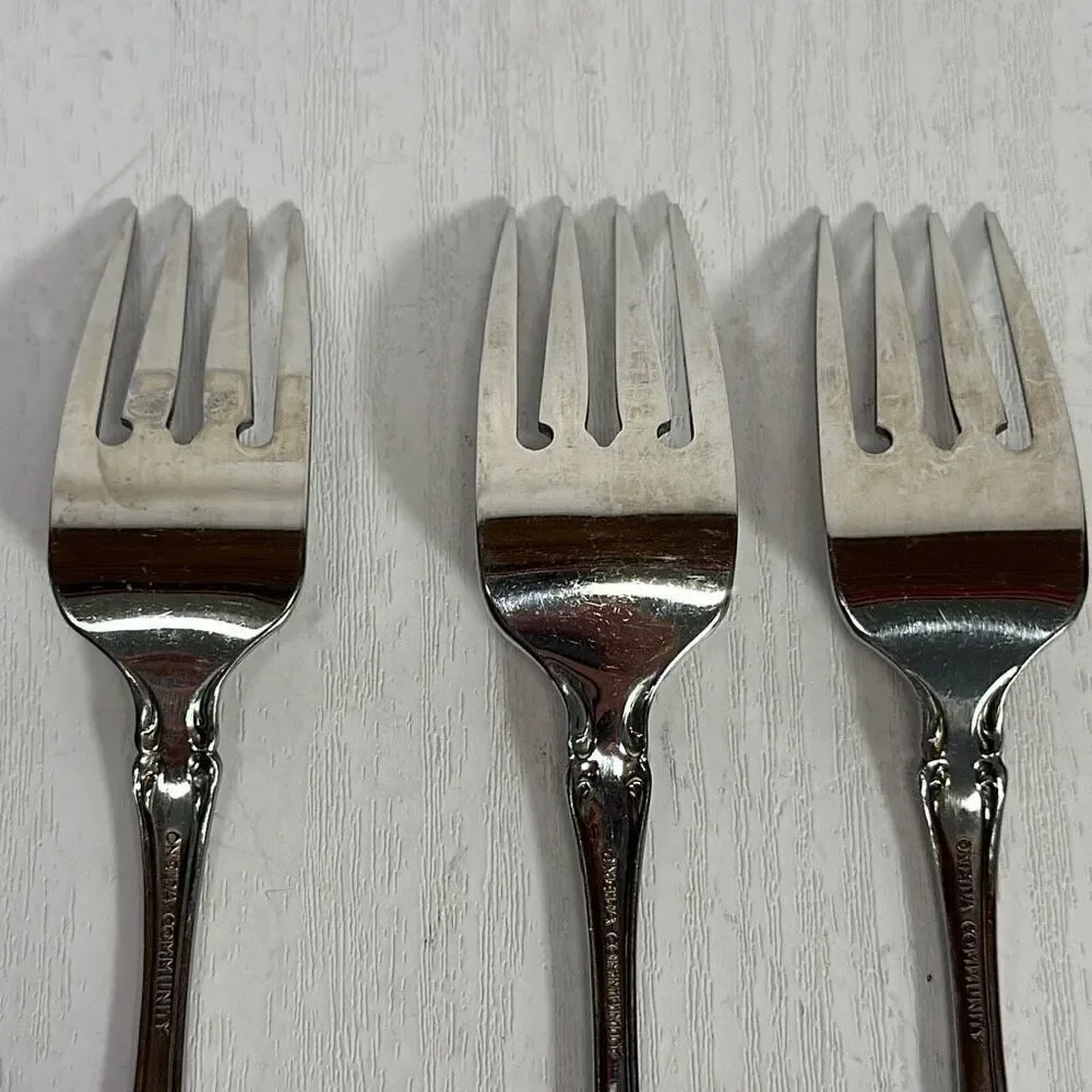 Oneida Community BRAHMS Stainless Steel 3‎ Salad Forks Silverware Flatware